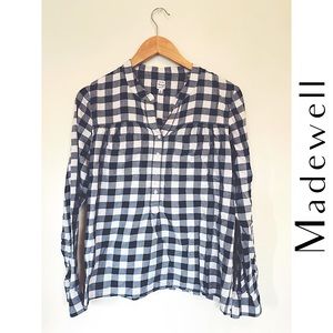 Madewell Checkered Long Sleeve Top Size M